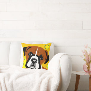 Ledsen Ansikte Boxer Hund Tecknad Kudde