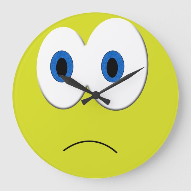 Ledsen Ansikte Clock Stor Klocka (Framsida)