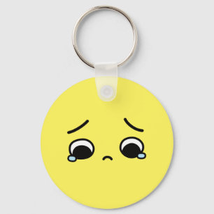 Ledsen Ansikte Känner Sig Nedstämd Emoji Gul Nyckelring