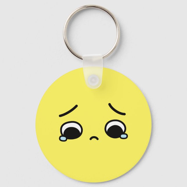 Ledsen Ansikte Känner Sig Nedstämd Emoji Gul Nyckelring (Framsida)