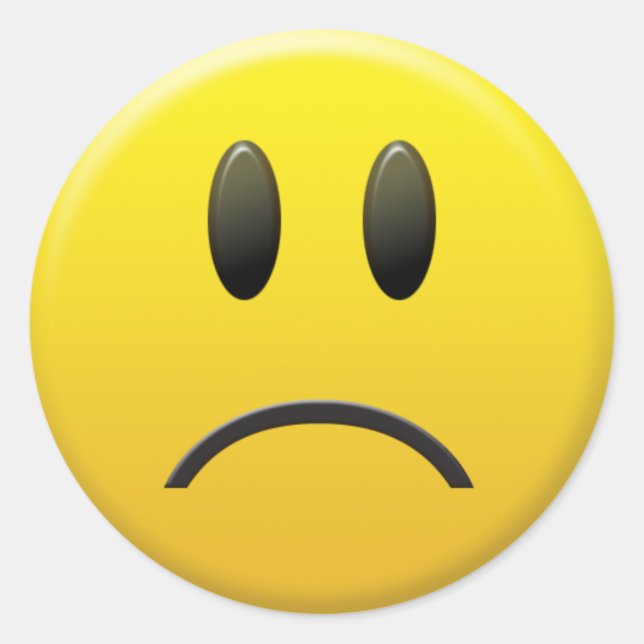 Ledsen Ansikte Runt Klistermärke (Framsida)