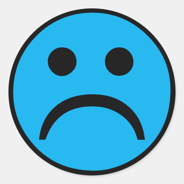 Ledsen ansikte runt klistermärke (Framsida)