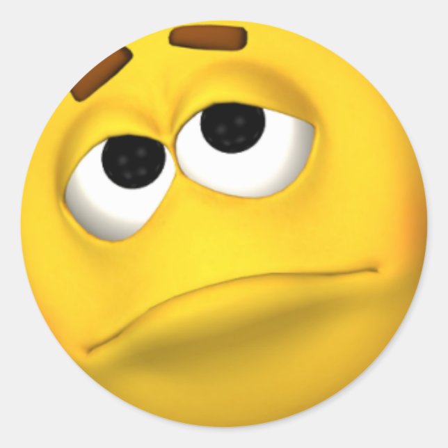 Ledsen Ansikte Sticker Runt Klistermärke (Framsida)