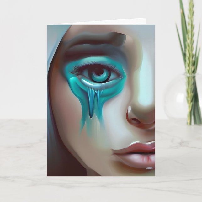 Ledsen Ansikte, support för en vän Kort (Framsida)