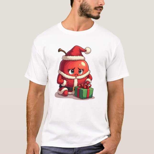 Ledsen Apple på jul T Shirt (Framsida)