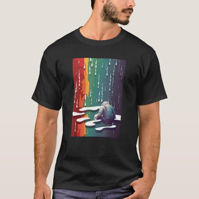 Ledsen Astronaut Premium Graphic Tees Manar Coola  T Shirt (Framsida)