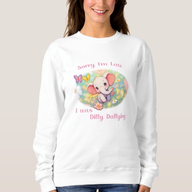 Ledsen att jag är sen Elefantdesign T Shirt (Framsida)