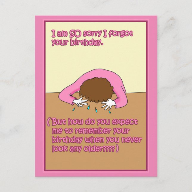 Ledsen att jag glömde ditt födelsedagskort vykort (Framsida)