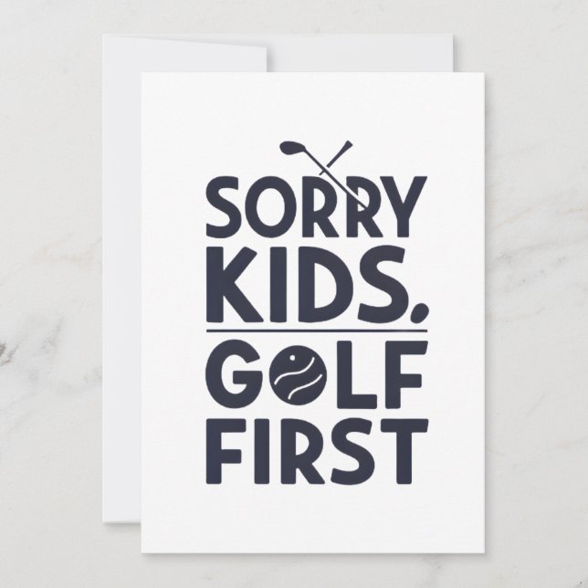 Ledsen barn golf först djärv golf humor konst julkort (Framsida)