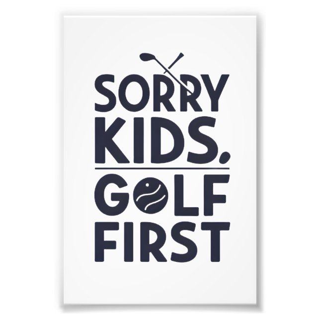 Ledsen Barn Golf Först Rolig Golfhumor Konst Fototryck (Framsidan)