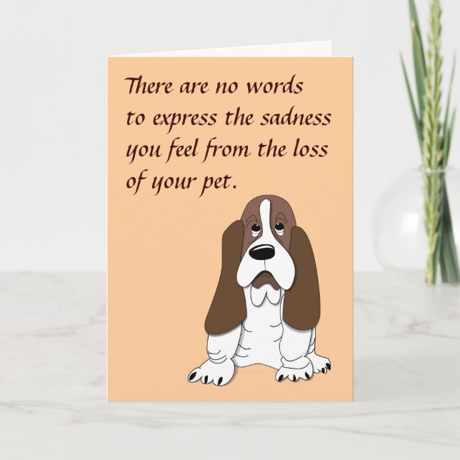 Ledsen Basset Hound Hund Sympati vid förlust av sä Kort (Framsida)