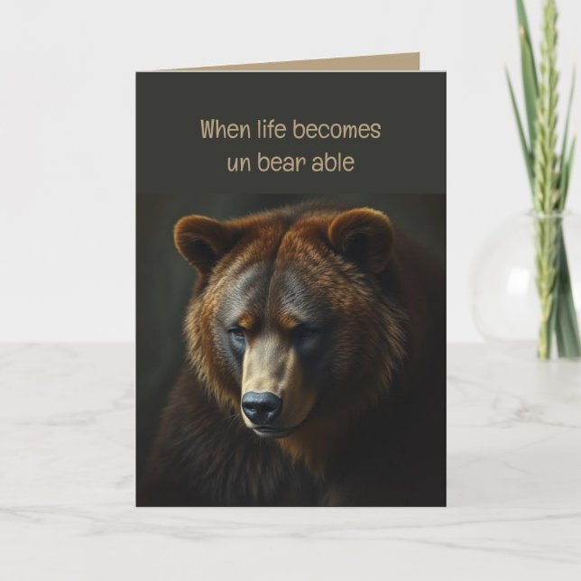 Ledsen Bear Animal Get well eller Loss, Sårbara fö Kort (Framsida)