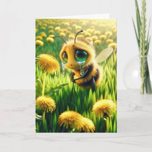 Ledsen Bin i Dandelion Fält Kort (Framsida)