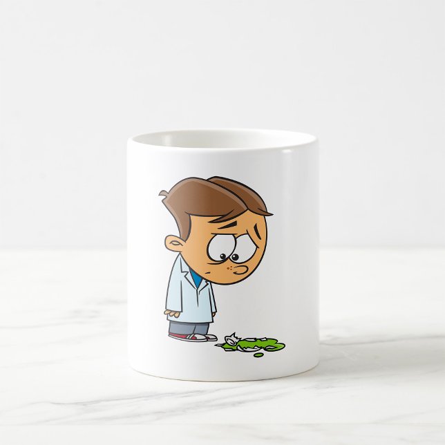 Ledsen Boy Scientist med Brken Experiment Kaffemugg (Skapare uppladdad)