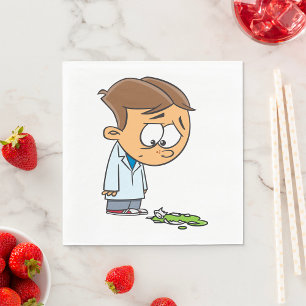 Ledsen Boy Scientist med Brken Experiment Pappersservett