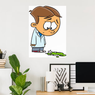 Ledsen Boy Scientist med Brken Experiment Poster