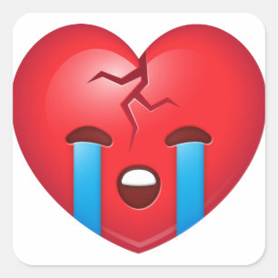 Ledsen Broken Heart Emoji Fyrkantigt Klistermärke