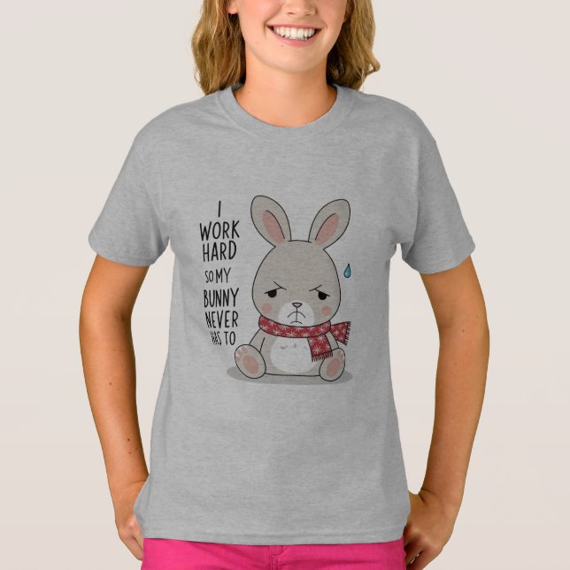 Ledsen Bunny T-Shirt - Sweet Minimalist Bunny med  (Framsida)