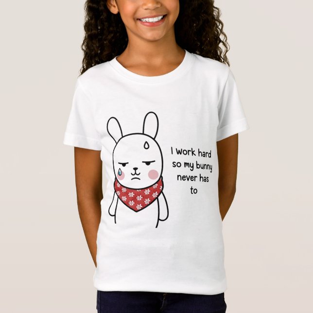 Ledsen Bunny T-Shirt - Sweet Minimalist Bunny med  (Framsida)