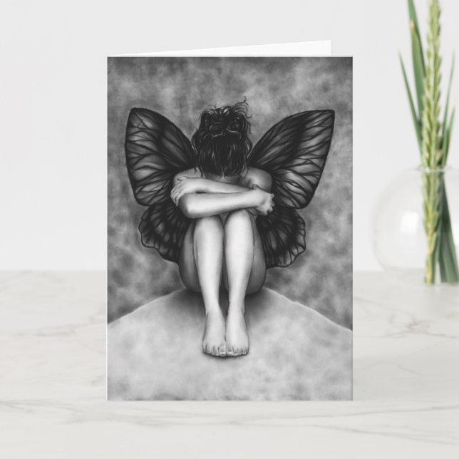 Ledsen Butterfly Girl Greeting Card Kort (Framsida)