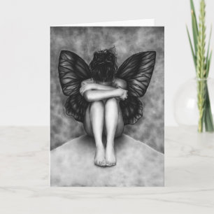 Ledsen Butterfly Girl Greeting Card Kort