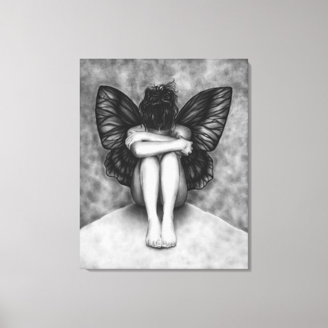 Ledsen Butterfly Girl Kanvastryck (Framsida)