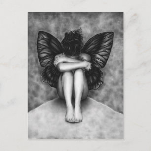 Ledsen Butterfly Girl-vykort Vykort