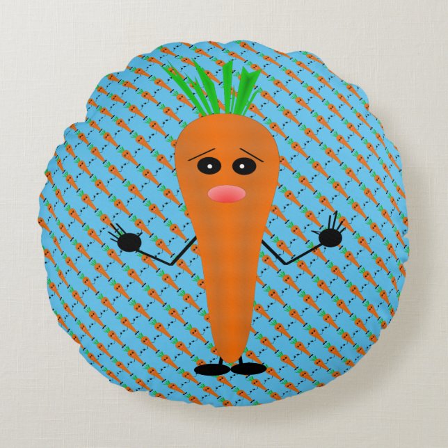 Ledsen Carrot av Kenneth Yoncich Rund Kudde (Framsidan)