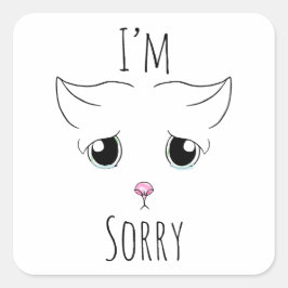 Ledsen Cat Ansikte: Jag är ledsen Fyrkantigt Klistermärke