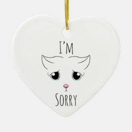 Ledsen Cat Ansikte: Jag är ledsen Julgransprydnad Keramik
