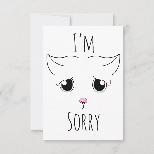 Ledsen Cat Ansikte: Jag är ledsen Tack Kort (Framsida)