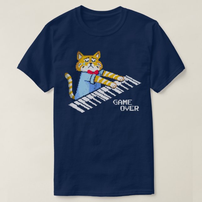 Ledsen Cat spelar tangentbord-spel över  T Shirt (Design framsida)