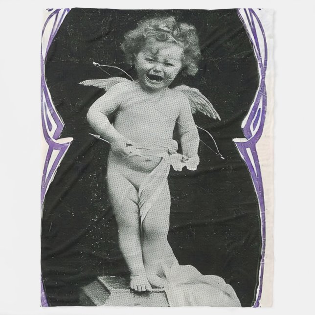 Ledsen Cherub Angel Skriv ut Fleecefilt (Framsidan)