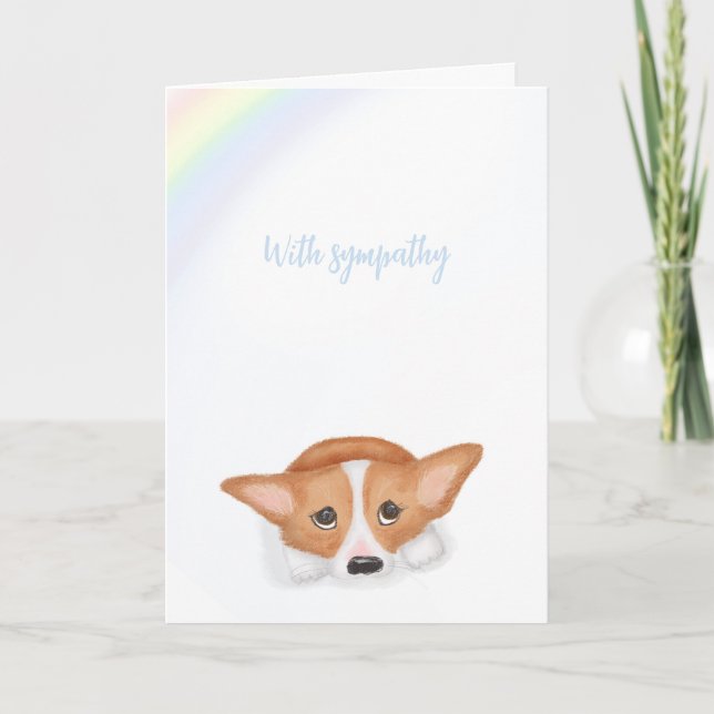 Ledsen Corgi och regnbågsladkänslokort Kort (Framsida)