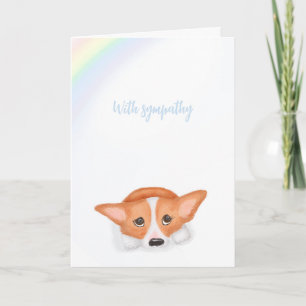 Ledsen Corgi och regnbågsladkänslokort Kort
