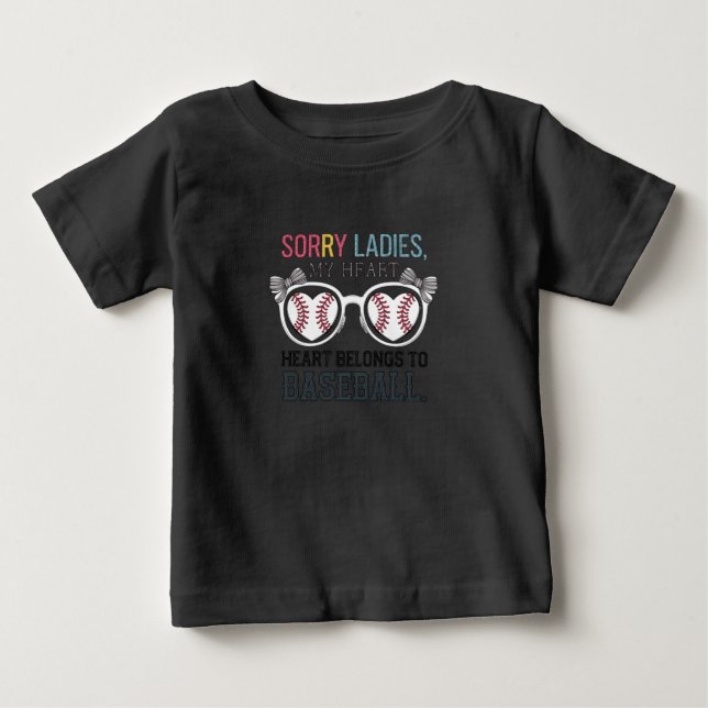 Ledsen damer baseboll kärlek design t shirt (Framsida)