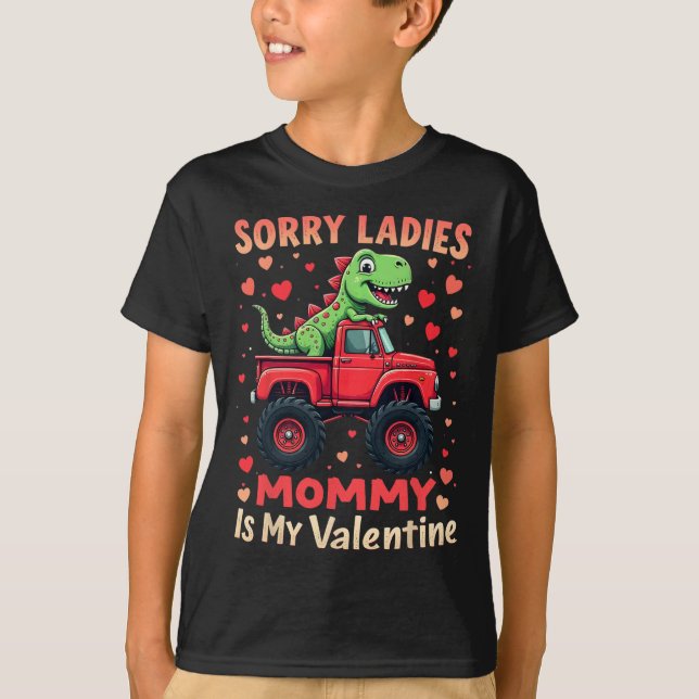 Ledsen damer Mamma är min valentin dinosaurie mons T Shirt (Framsida)