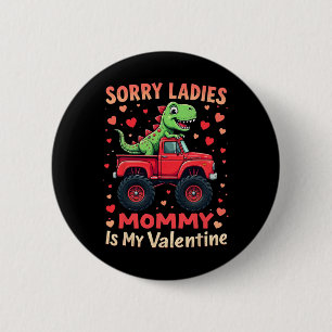 Ledsen damer mamma är min valentinadinosaure monst knapp
