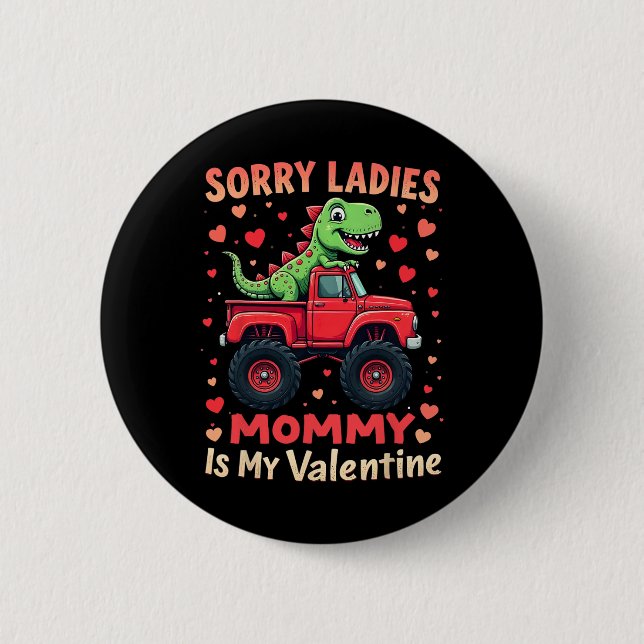 Ledsen damer mamma är min valentinadinosaure monst knapp (Framsida)