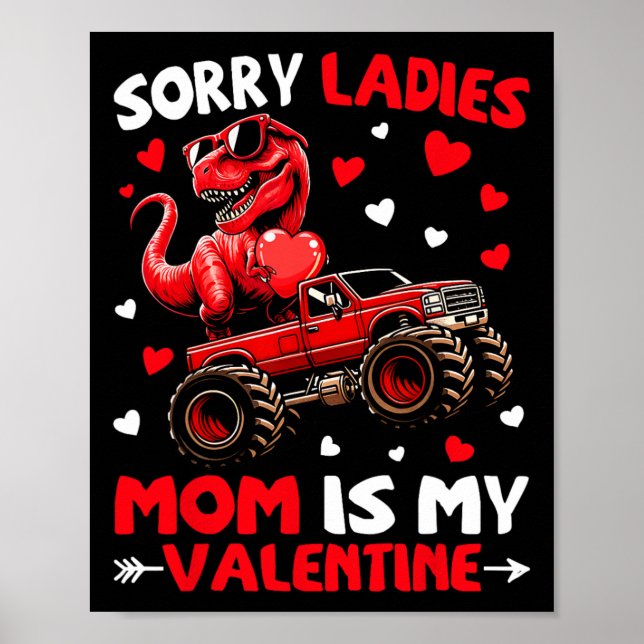 Ledsen damer mamma är min valentine dinosaurie mon poster (Framsidan)