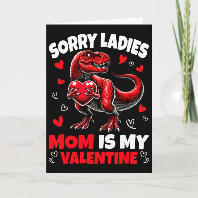 Ledsen damer mamma är min valentine dinosaurie som kort (Framsida)