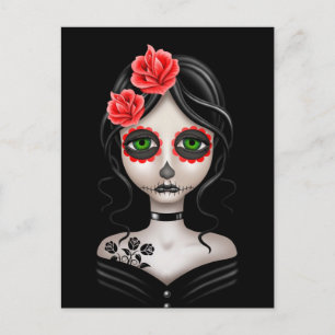 Ledsen Day of the dead Girl på Black Vykort
