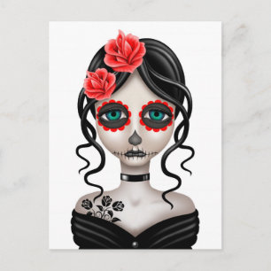 Ledsen Day of the dead Girl på White Vykort