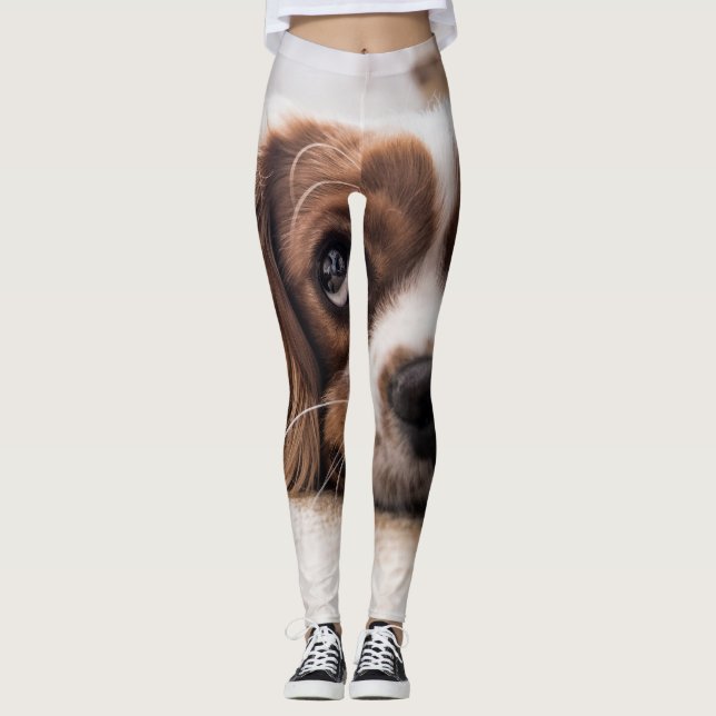 Ledsen-Eyed Cocker Spain Hund Leggings (Framsida)