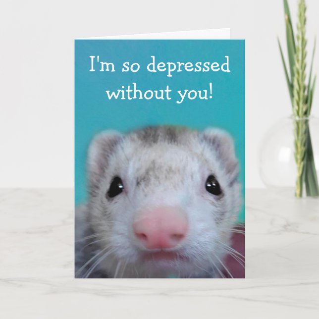 Ledsen Ferret Miss You Kort (Framsida)