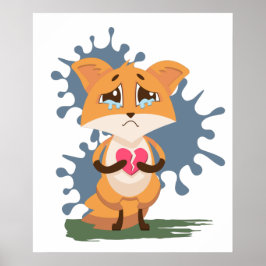 Ledsen Fox med brutet hjärta Poster