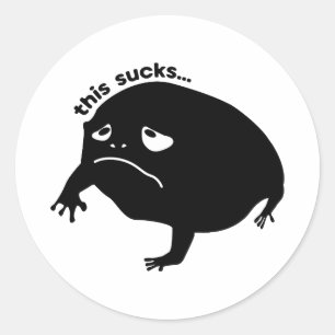Ledsen Frog Runt Klistermärke