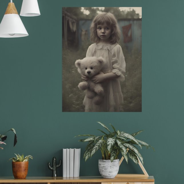 Ledsen Ghost Child vid Abandoned Vintage Circus Poster (Vardagsrum 1)