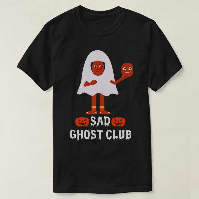 Ledsen Ghost Klubb Halloween Goth T Shirt (Design framsida)