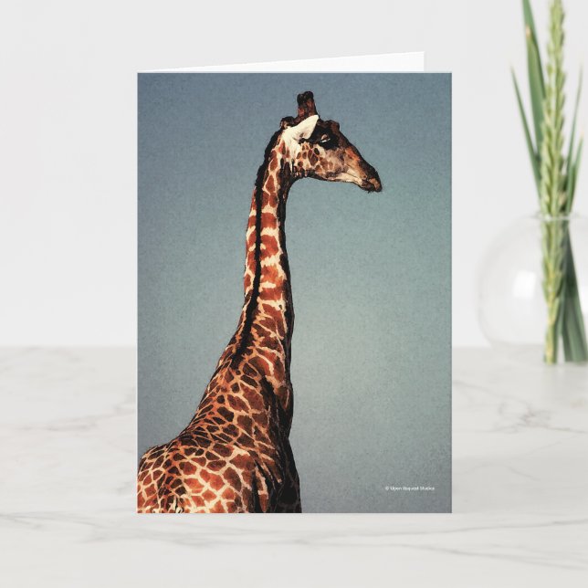 Ledsen Giraffe - Digital Watercolor Greeting Card Kort (Framsida)
